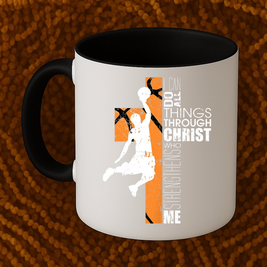 Christian Basketball Religious Bible Verse Philippians 4:13 Mug