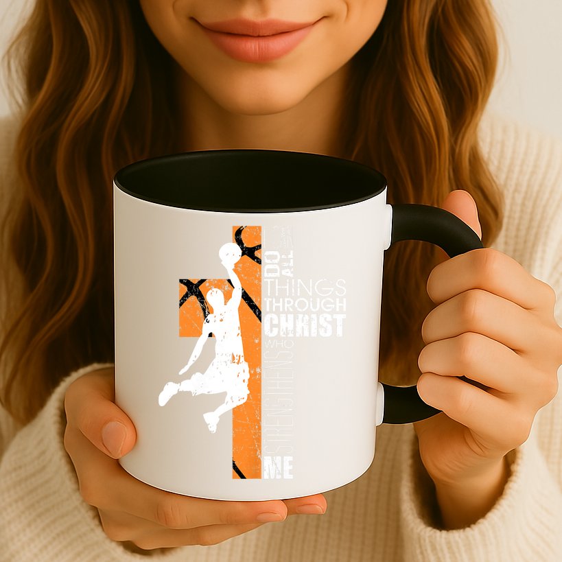Christian Basketball Religious Bible Verse Philippians 4:13 Mug