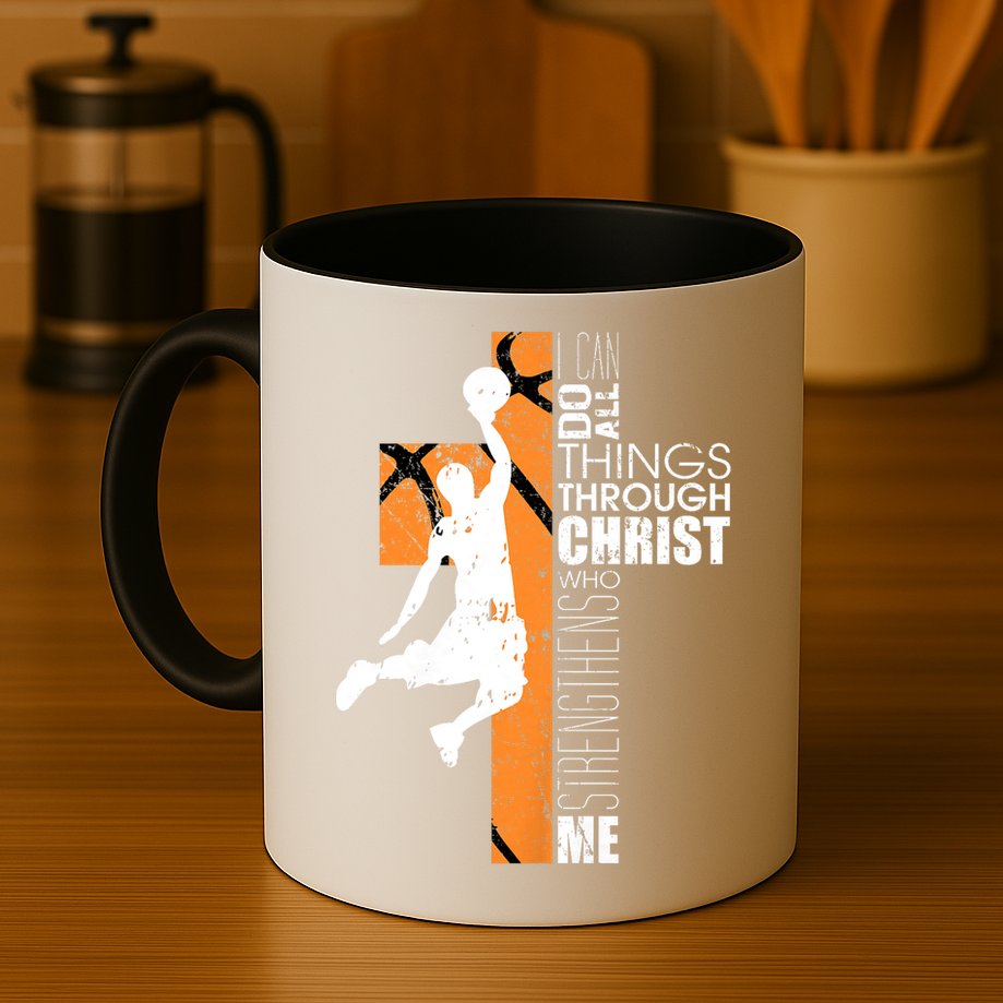 Christian Basketball Religious Bible Verse Philippians 4:13 Mug