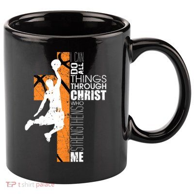 Christian Basketball Religious Bible Verse Philippians 4:13 11oz C Handle Ceramic Mug