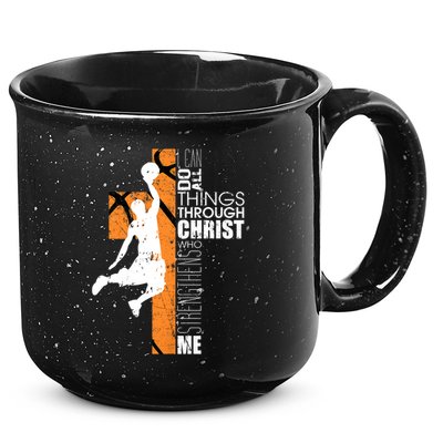 Christian Basketball Religious Bible Verse Philippians 4:13 15oz Campfire Ceramic Mug