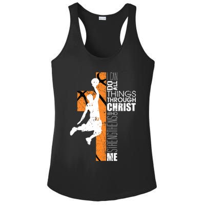 Christian Basketball Religious Bible Verse Philippians 4:13 Ladies PosiCharge Competitor Racerback Tank