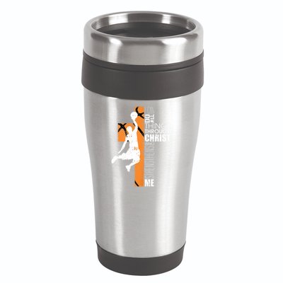 Christian Basketball Religious Bible Verse Philippians 4:13 16oz Travel Tumbler