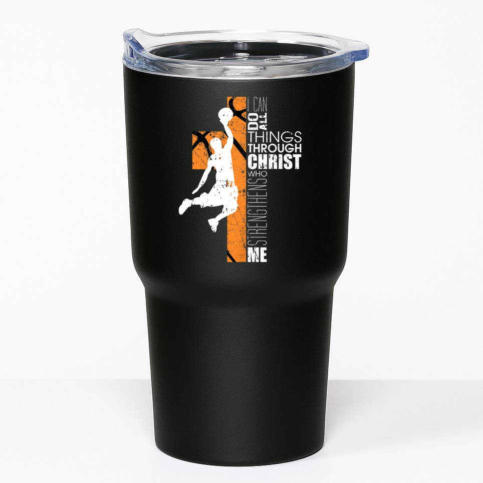 Christian Basketball Religious Bible Verse Philippians 4:13 Tumbler
