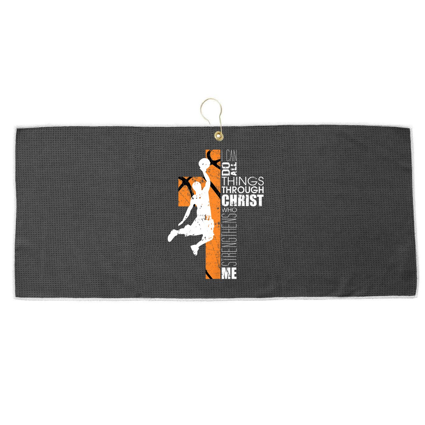 Christian Basketball Religious Bible Verse Philippians 4:13 Large Microfiber Waffle Golf Towel