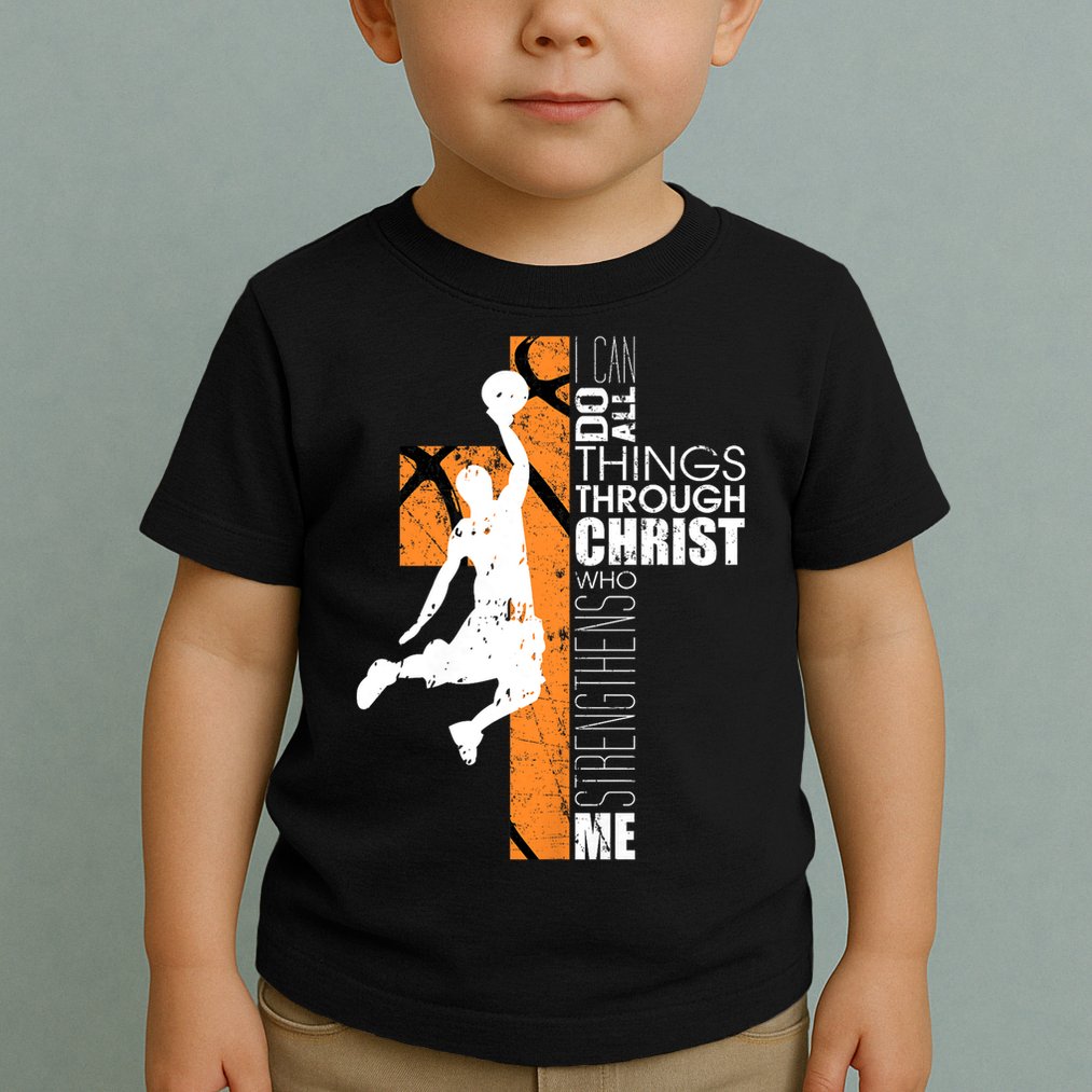 Christian Basketball Religious Bible Verse Philippians 4:13 Toddler T-Shirt