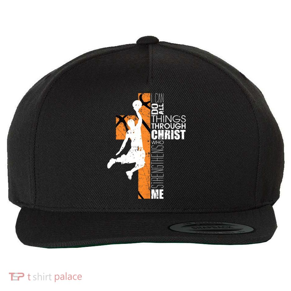 Christian Basketball Religious Bible Verse Philippians 4:13 Wool Snapback Cap