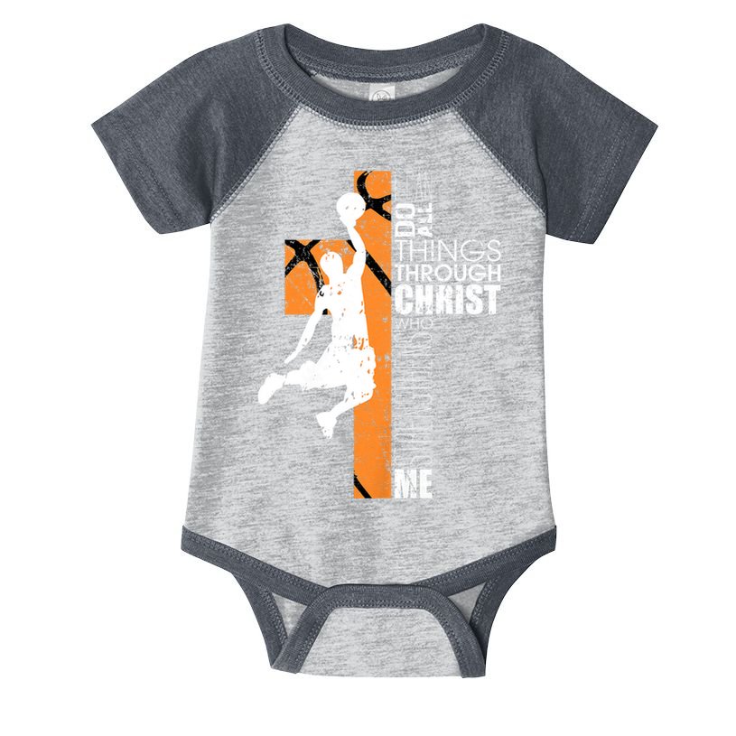 Christian Basketball Religious Bible Verse Philippians 4:13 Infant Baby Jersey Bodysuit