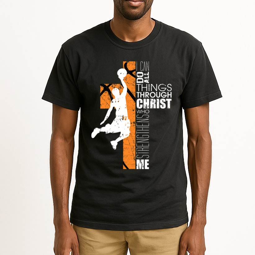 Christian Basketball Religious Bible Verse Philippians 413 Tall T-Shirt