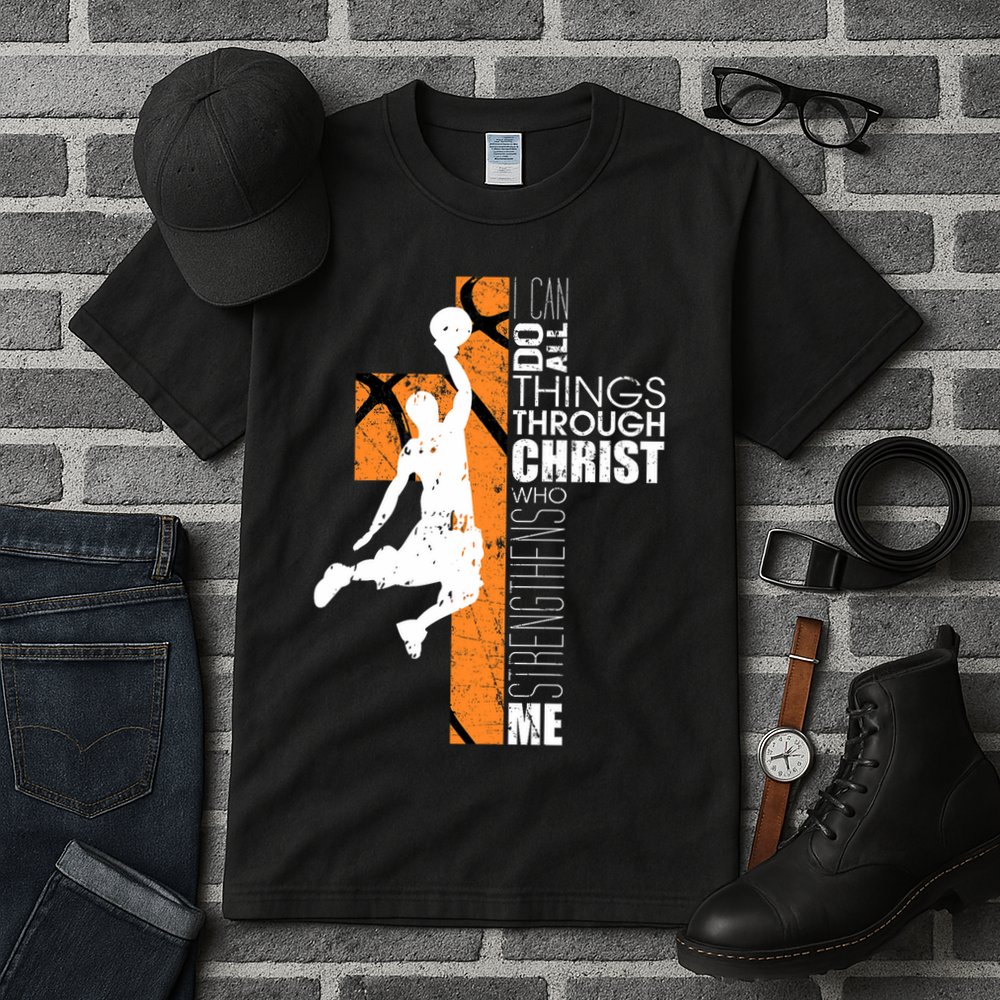 Christian Basketball Religious Bible Verse Philippians 413 Tall T-Shirt