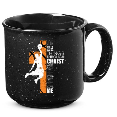 Christian Basketball Religious Bible Verse Philippians 413 15oz Campfire Ceramic Mug