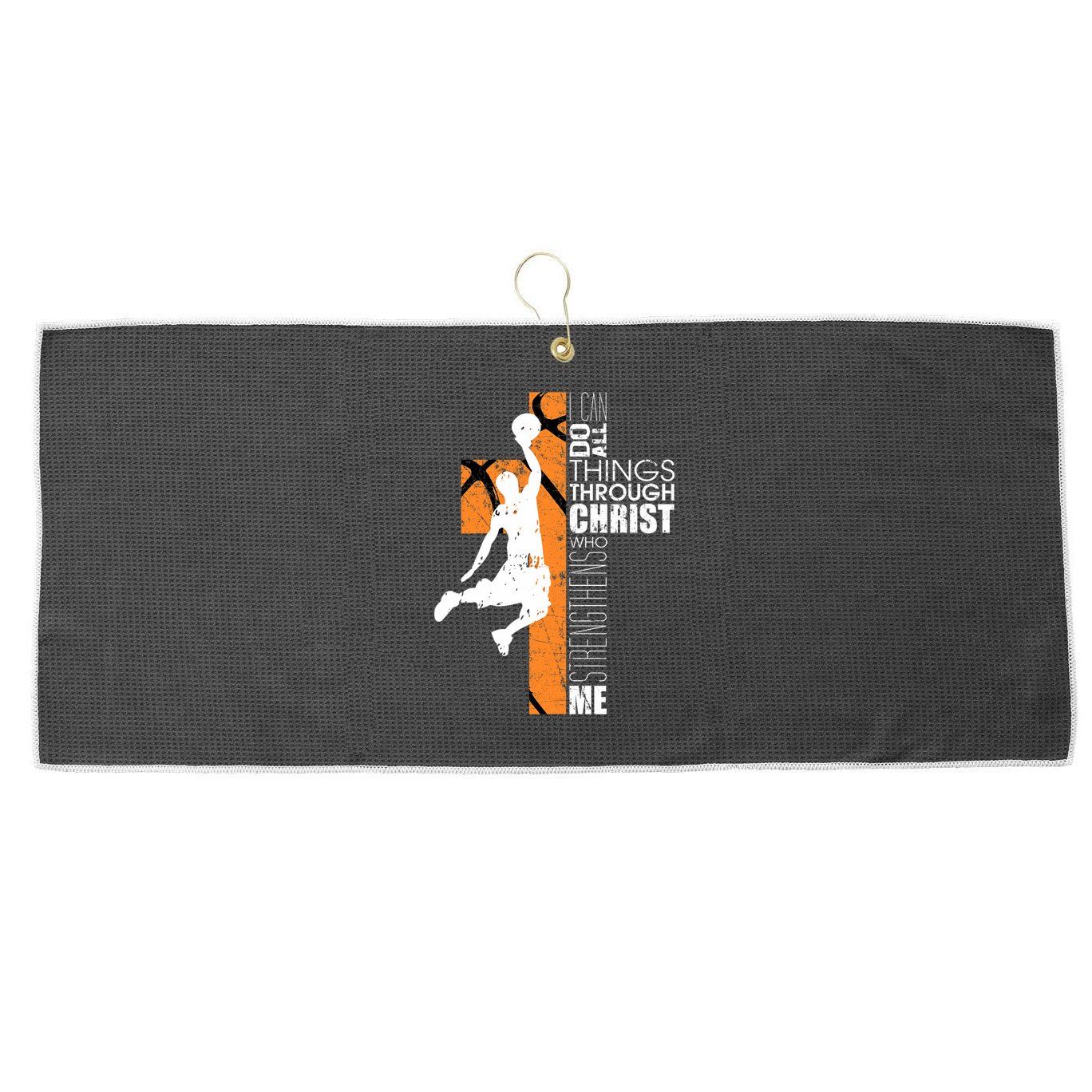 Christian Basketball Religious Bible Verse Philippians 413 Large Microfiber Waffle Golf Towel