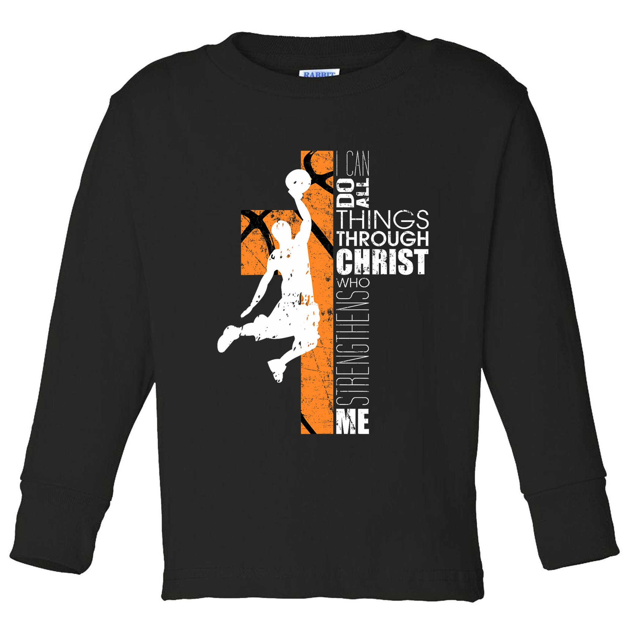 Christian Basketball Religious Bible Verse Philippians 413 Toddler Long Sleeve Shirt