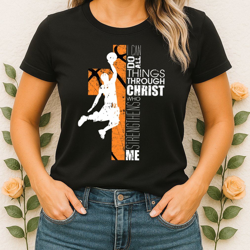 Christian Basketball Religious Bible Verse Philippians 413 Womens T-Shirt