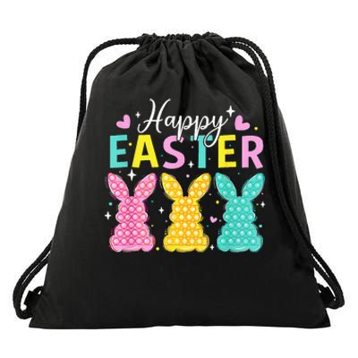 Cute Bunny Rabbit Eggs Hunting Happy Easter Drawstring Bag