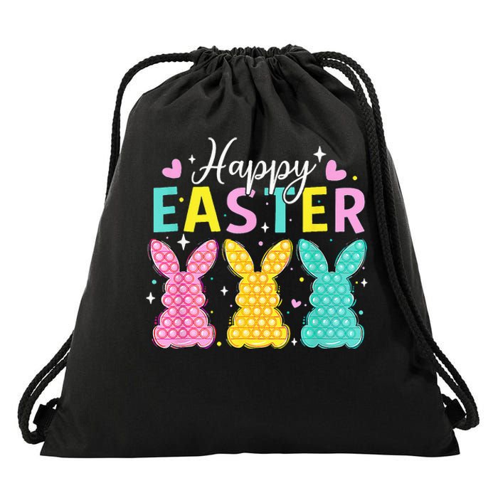 Cute Bunny Rabbit Eggs Hunting Happy Easter Drawstring Bag