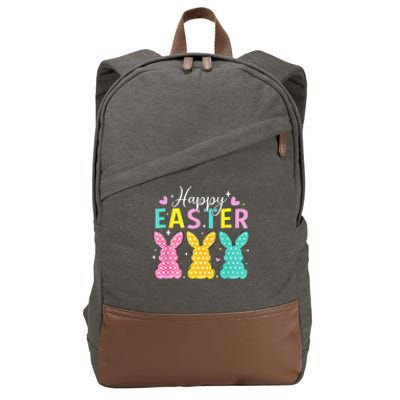 Cute Bunny Rabbit Eggs Hunting Happy Easter Cotton Canvas Backpack