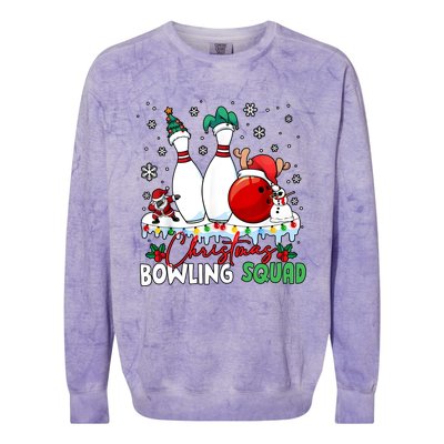 Christmas Bowling Squad Funny Bowling Lover Santa Claus Snowman Colorblast Crewneck Sweatshirt