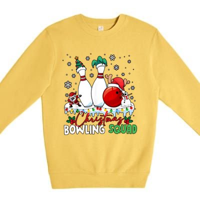 Christmas Bowling Squad Funny Bowling Lover Santa Claus Snowman Premium Crewneck Sweatshirt