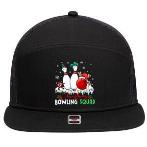 Christmas Bowling Squad Funny Bowling Lover Santa Claus Snowman 7 Panel Mesh Trucker Snapback Hat