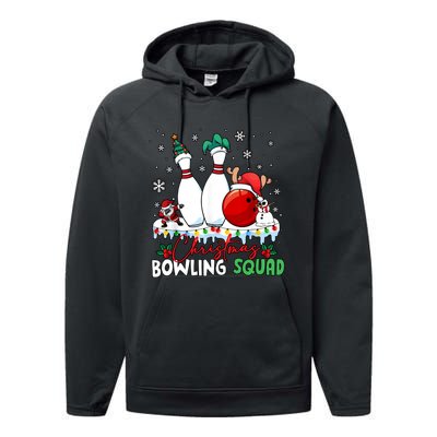 Christmas Bowling Squad Funny Bowling Lover Santa Claus Snowman Performance Fleece Hoodie