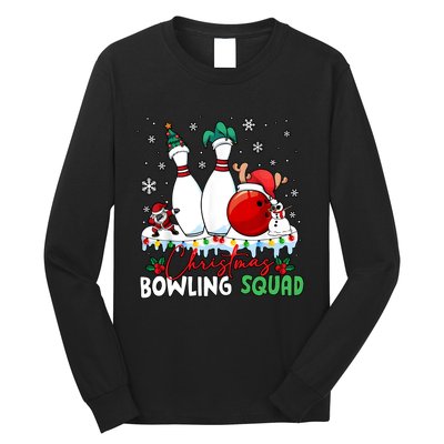 Christmas Bowling Squad Funny Bowling Lover Santa Claus Snowman Long Sleeve Shirt