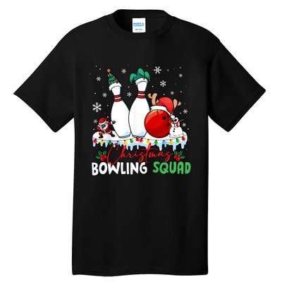 Christmas Bowling Squad Funny Bowling Lover Santa Claus Snowman Tall T-Shirt