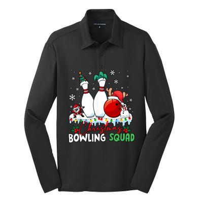 Christmas Bowling Squad Funny Bowling Lover Santa Claus Snowman Silk Touch Performance Long Sleeve Polo