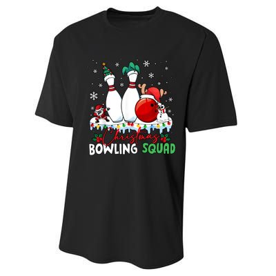 Christmas Bowling Squad Funny Bowling Lover Santa Claus Snowman Performance Sprint T-Shirt