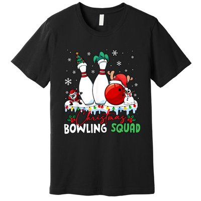 Christmas Bowling Squad Funny Bowling Lover Santa Claus Snowman Premium T-Shirt