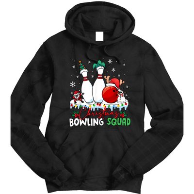 Christmas Bowling Squad Funny Bowling Lover Santa Claus Snowman Tie Dye Hoodie