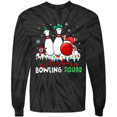 Christmas Bowling Squad Funny Bowling Lover Santa Claus Snowman Tie-Dye Long Sleeve Shirt