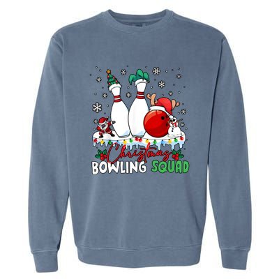 Christmas Bowling Squad Funny Bowling Lover Santa Claus Snowman Garment-Dyed Sweatshirt