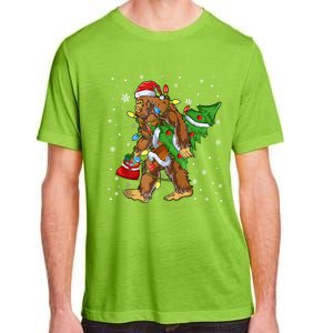 Christmas Bigfoot Santa Hat Tree Lights Xmas Sasquatch Funn Adult ChromaSoft Performance T-Shirt