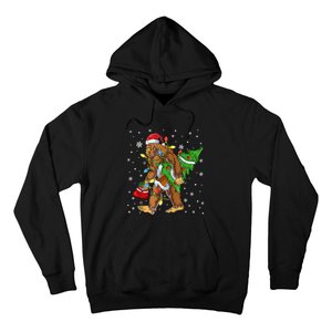 Christmas Bigfoot Santa Hat Tree Lights Xmas Sasquatch Funn Hoodie