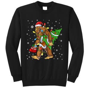 Christmas Bigfoot Santa Hat Tree Lights Xmas Sasquatch Funn Sweatshirt