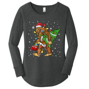 Christmas Bigfoot Santa Hat Tree Lights Xmas Sasquatch Funn Women's Perfect Tri Tunic Long Sleeve Shirt