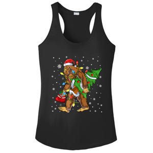 Christmas Bigfoot Santa Hat Tree Lights Xmas Sasquatch Funn Ladies PosiCharge Competitor Racerback Tank