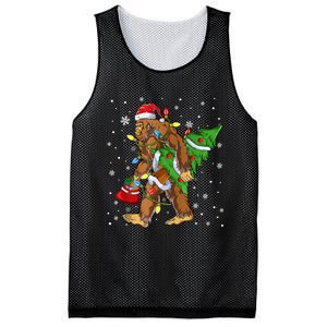 Christmas Bigfoot Santa Hat Tree Lights Xmas Sasquatch Funn Mesh Reversible Basketball Jersey Tank