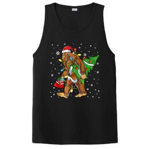 Christmas Bigfoot Santa Hat Tree Lights Xmas Sasquatch Funn PosiCharge Competitor Tank