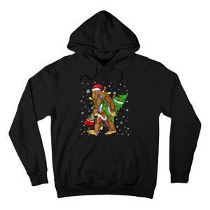 Christmas Bigfoot Santa Hat Tree Lights Xmas Sasquatch Funn Tall Hoodie