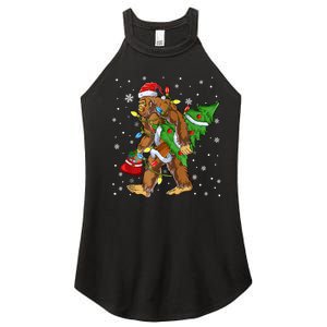 Christmas Bigfoot Santa Hat Tree Lights Xmas Sasquatch Funn Women's Perfect Tri Rocker Tank