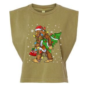 Christmas Bigfoot Santa Hat Tree Lights Xmas Sasquatch Funn Garment-Dyed Women's Muscle Tee