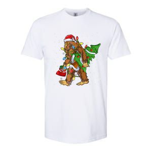 Christmas Bigfoot Santa Hat Tree Lights Xmas Sasquatch Funn Softstyle CVC T-Shirt