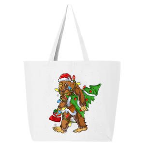 Christmas Bigfoot Santa Hat Tree Lights Xmas Sasquatch Funn 25L Jumbo Tote