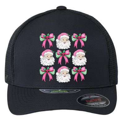 Coquette Bow Santa Claus Merry Christmas Women Xmas Pajamas Flexfit Unipanel Trucker Cap