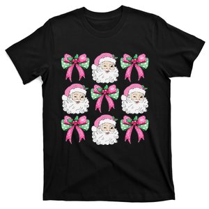 Coquette Bow Santa Claus Merry Christmas Women Xmas Pajamas T-Shirt