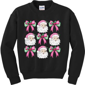 Coquette Bow Santa Claus Merry Christmas Women Xmas Pajamas Kids Sweatshirt