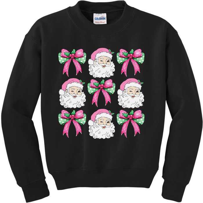 Coquette Bow Santa Claus Merry Christmas Women Xmas Pajamas Kids Sweatshirt