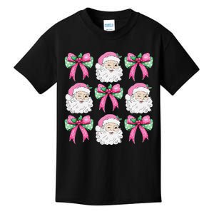 Coquette Bow Santa Claus Merry Christmas Women Xmas Pajamas Kids T-Shirt